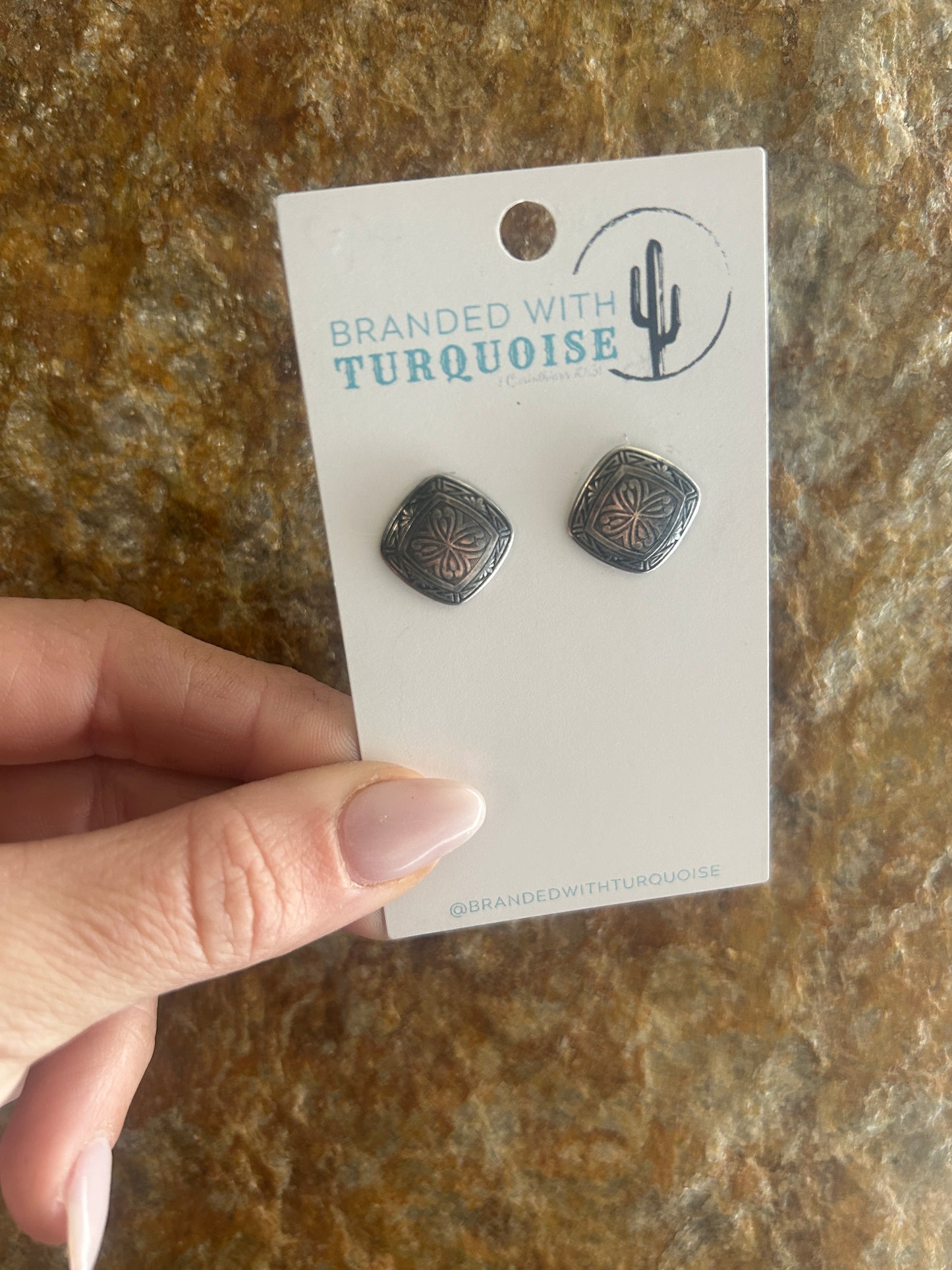 Hand Engraved Silver Studs Earrings