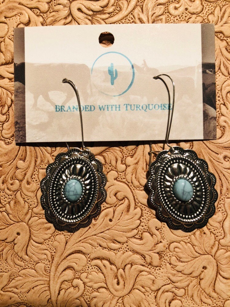 The "Skyler" Turquoise Concho Earrings