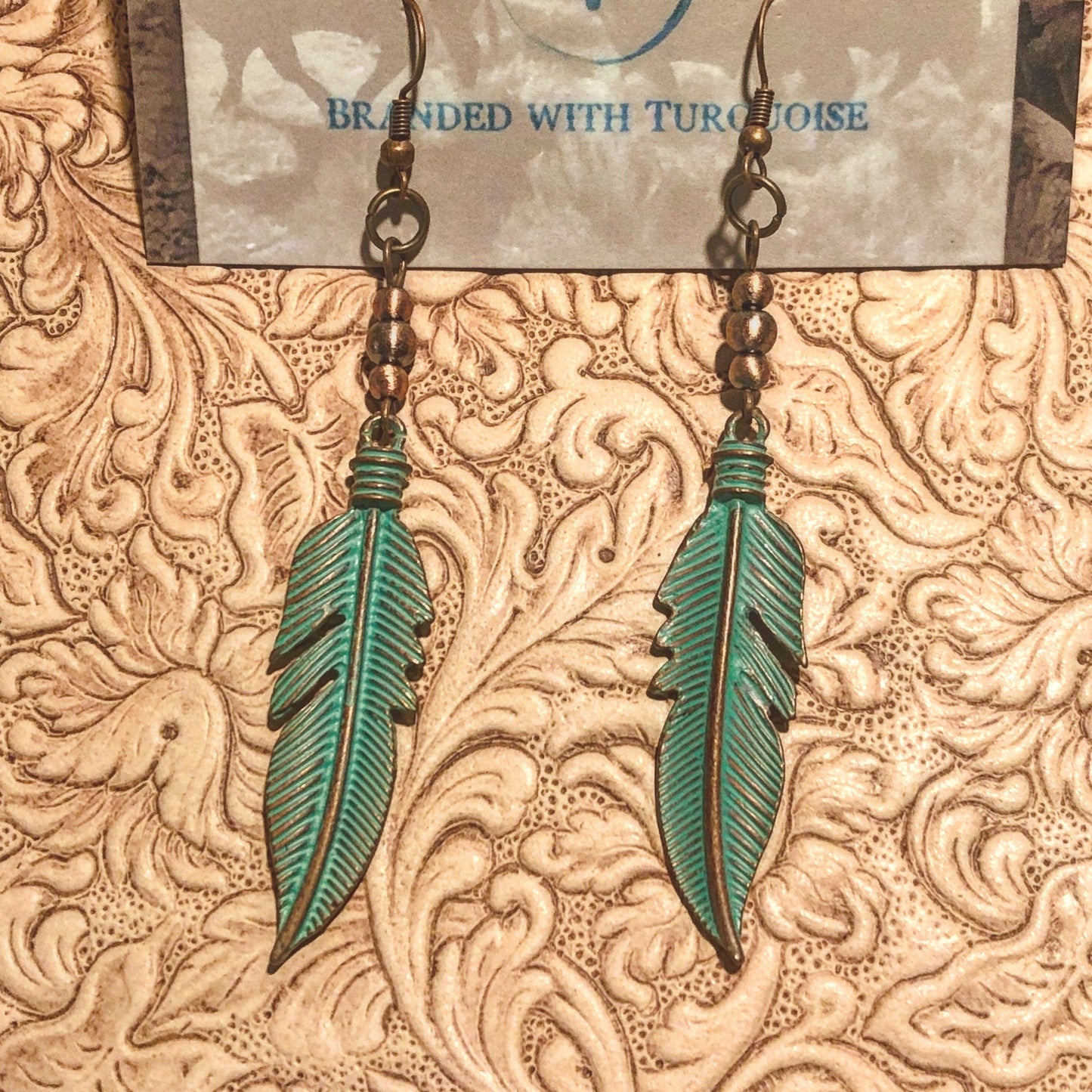 Turquoise Feather Earrings
