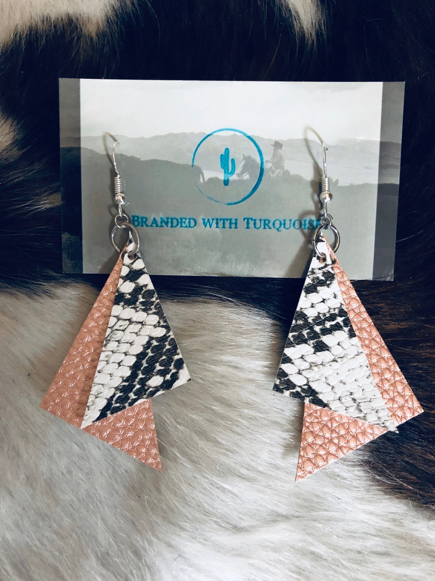 The "Kan-Kan" Earrings in Rose Gold/White Snake Print