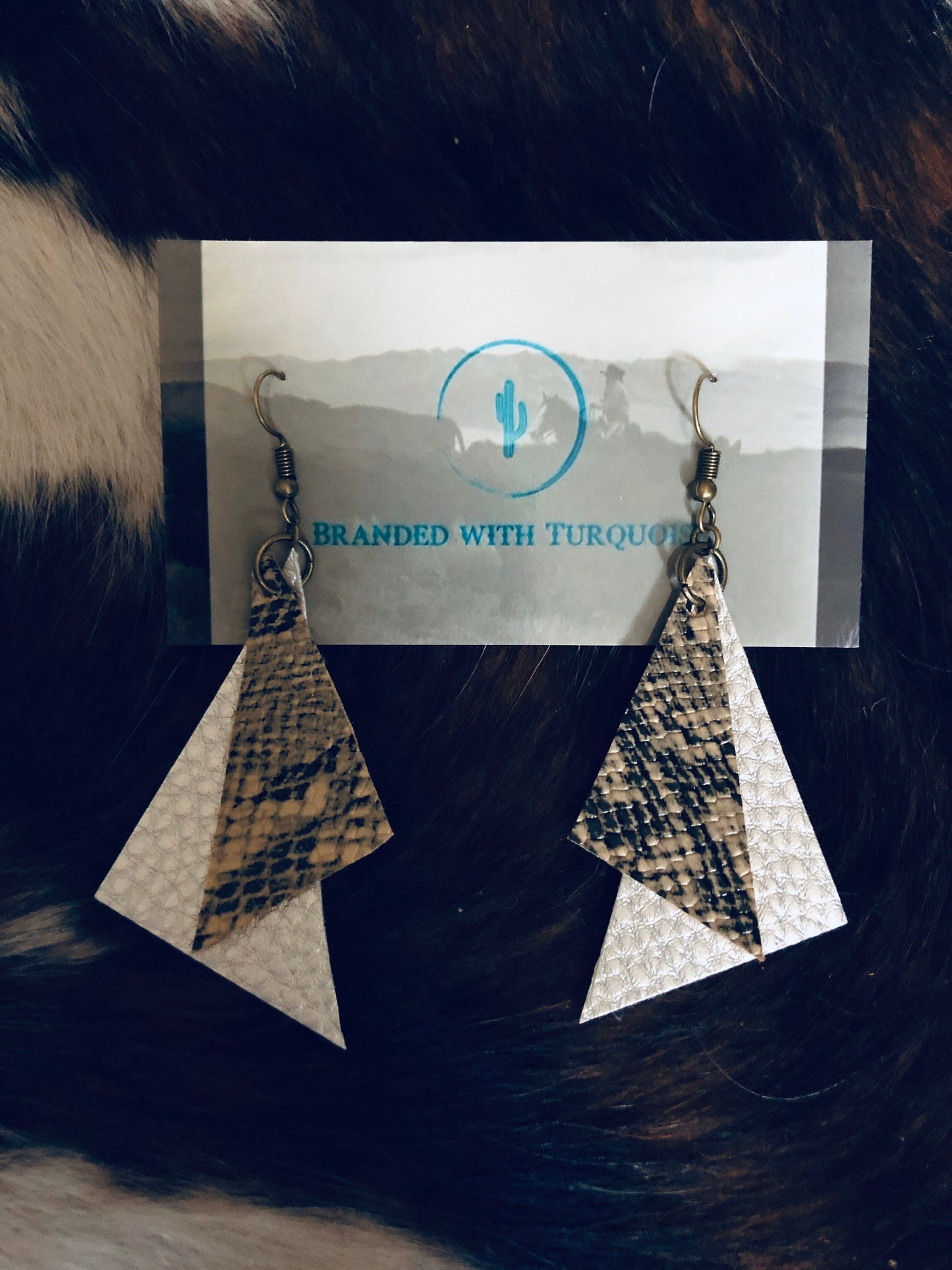 The "Kan-Kan" Earrings in Silver/Tan Snake Print