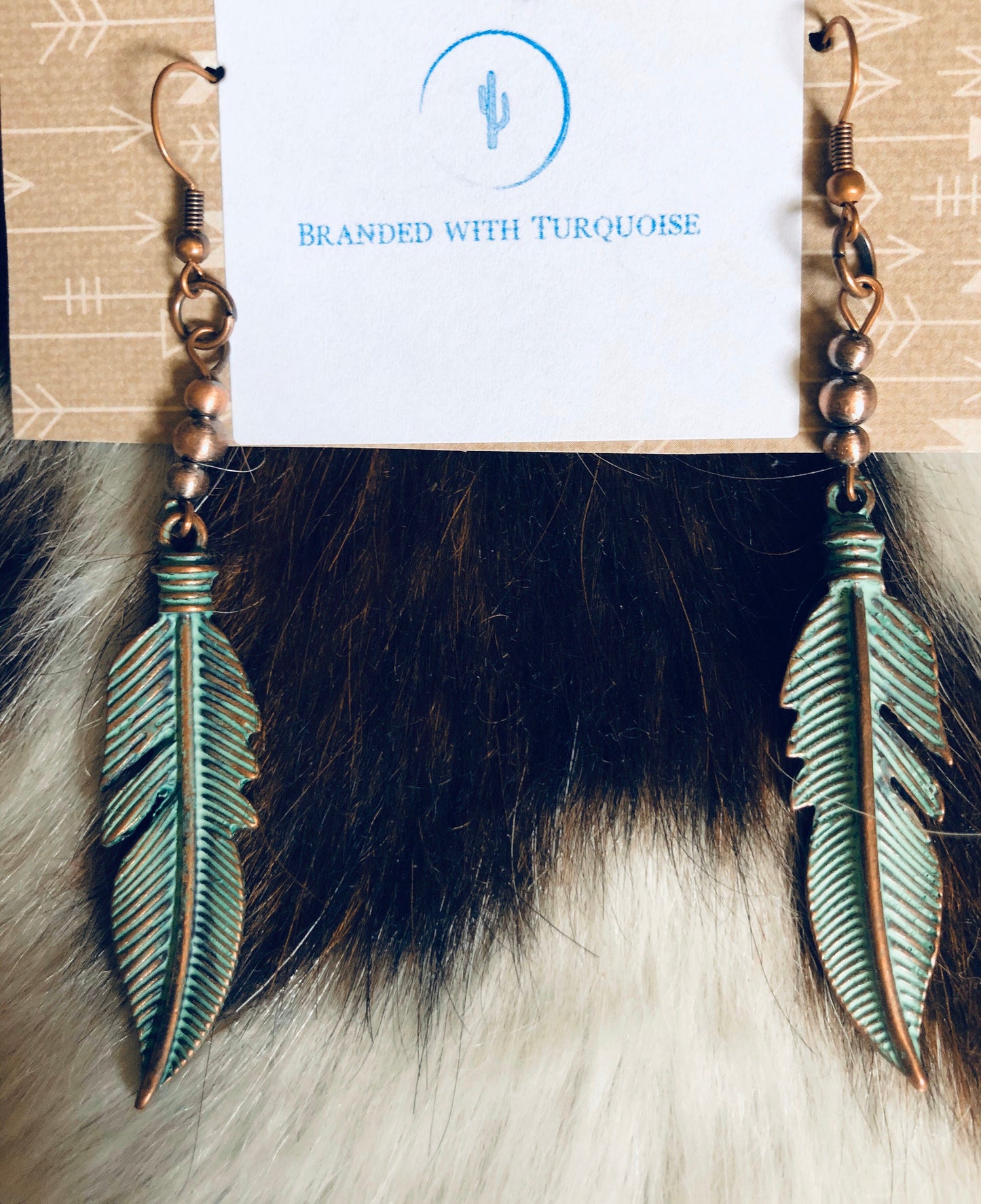 Turquoise Feather Earrings