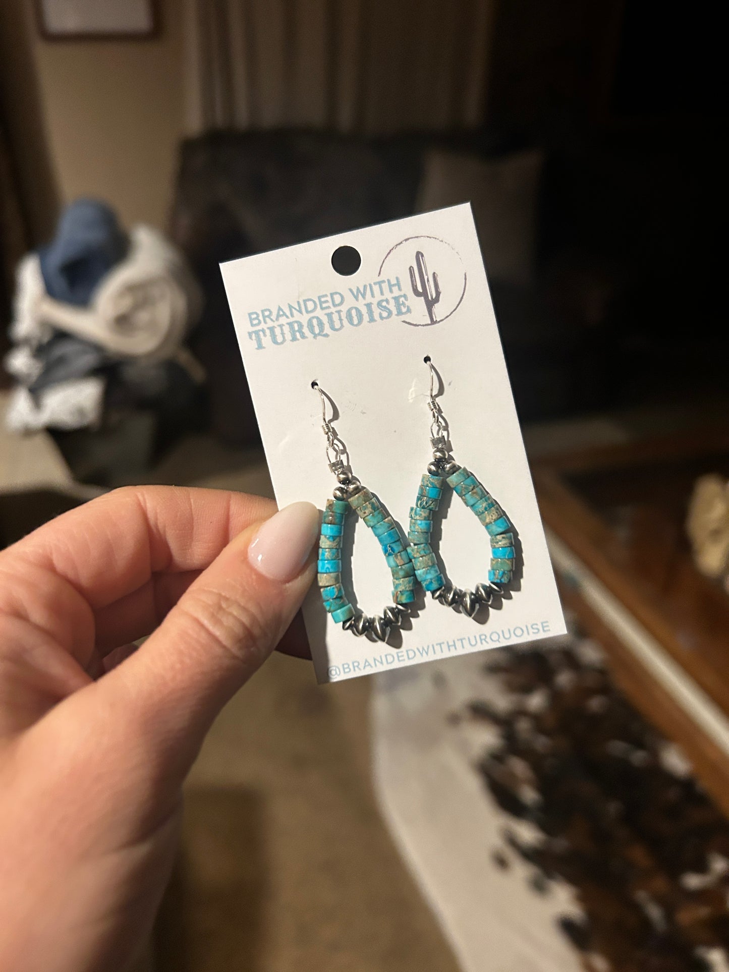 Navajo Pearl and Kingman Turquoise Earrings