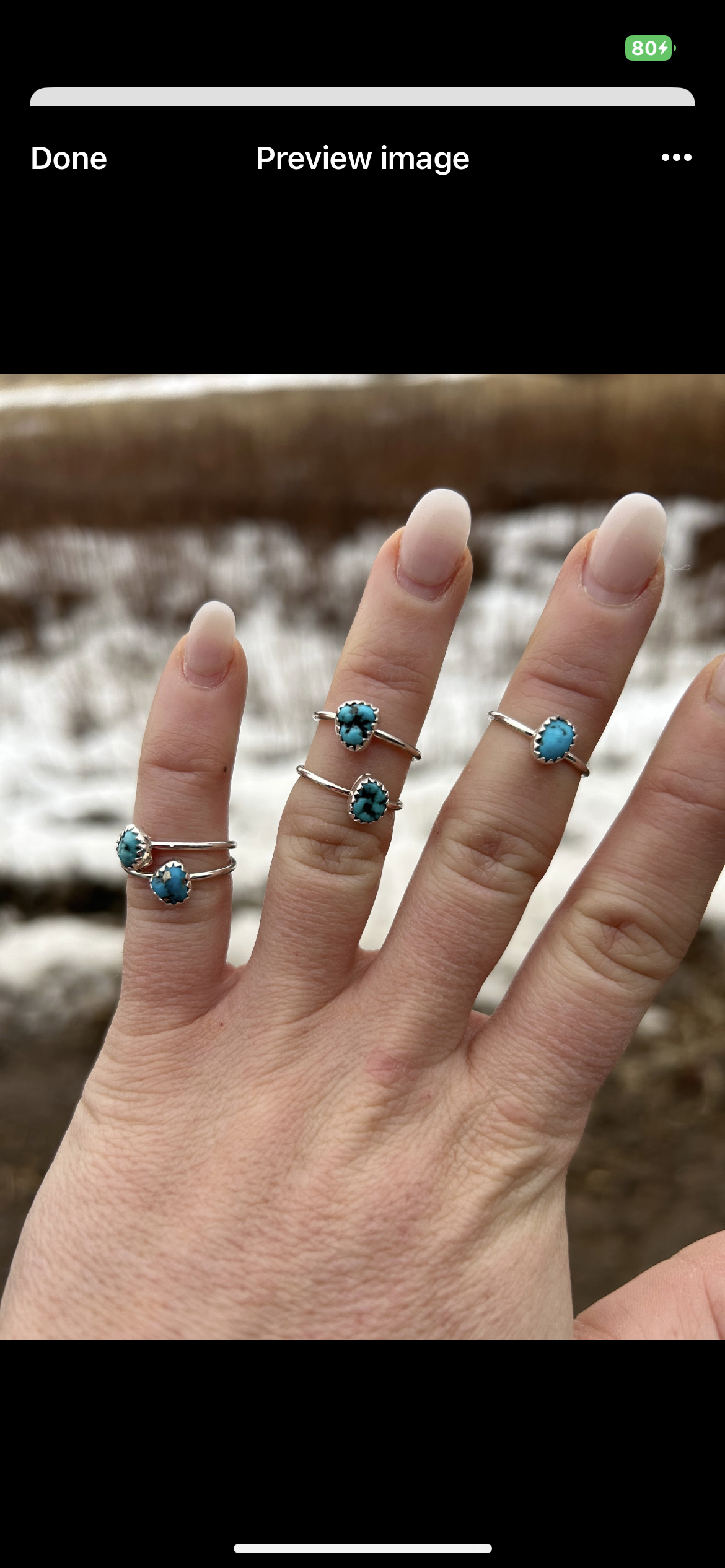 Mini Turquoise Stacker Rings - Size 4