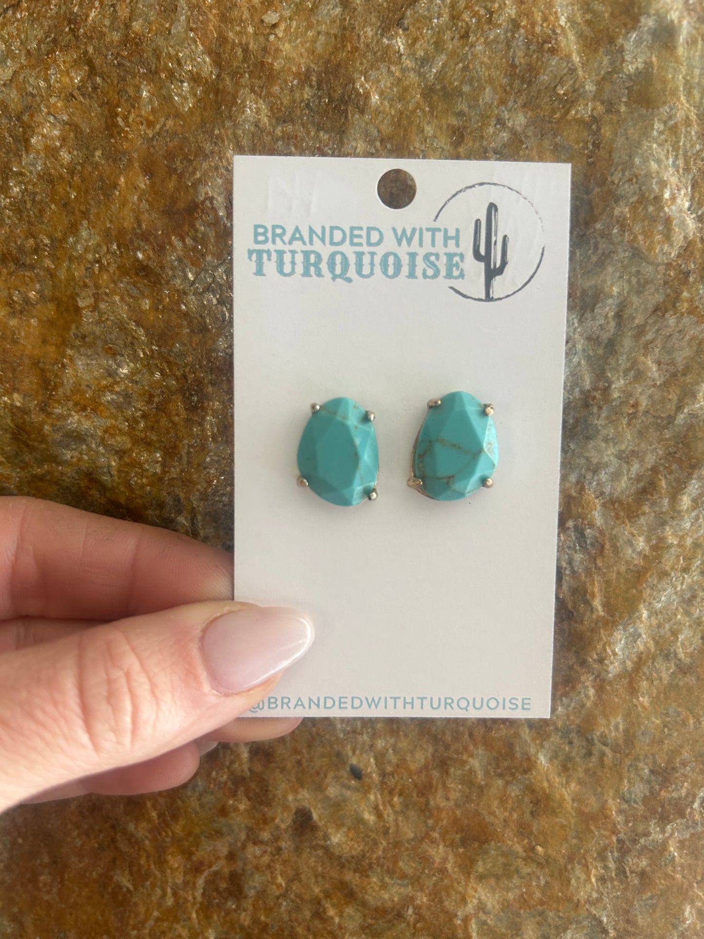 Faux Turquoise Stud Earrings