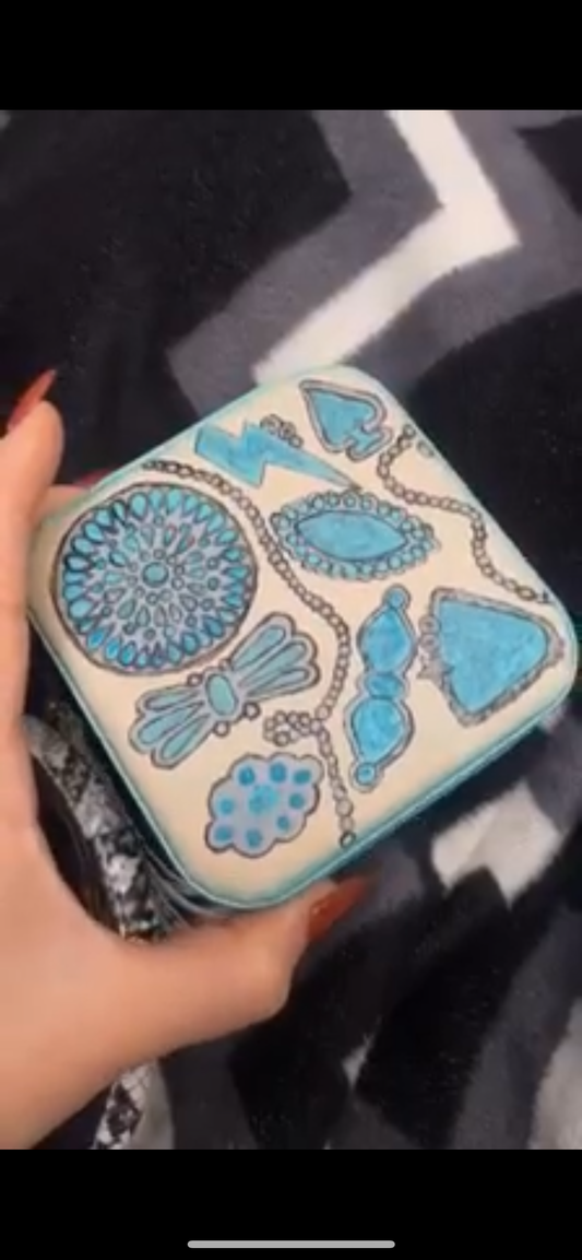 (Turquoise Jewelry) Hand Painted Jewelry Box