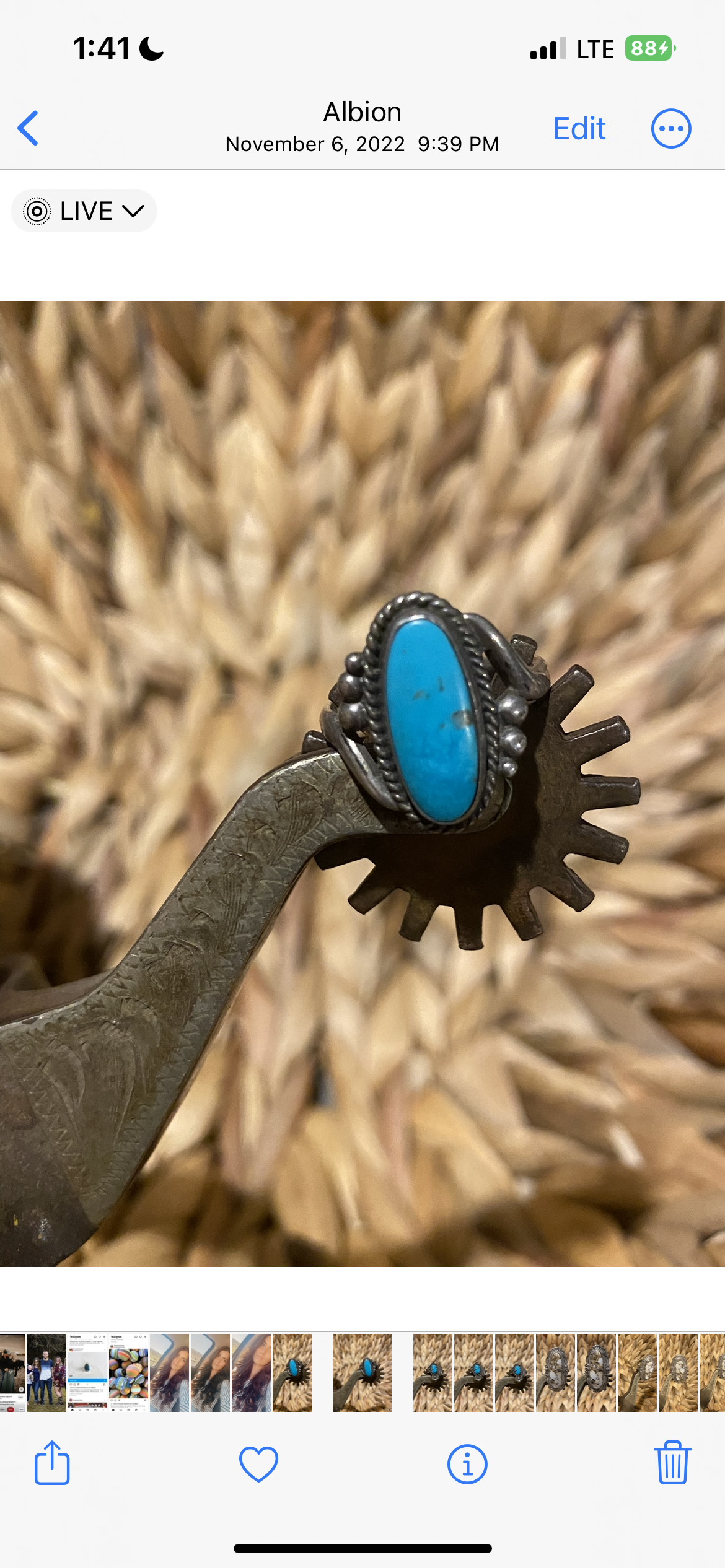 Vintage Turquoise Ring - Size 6.5