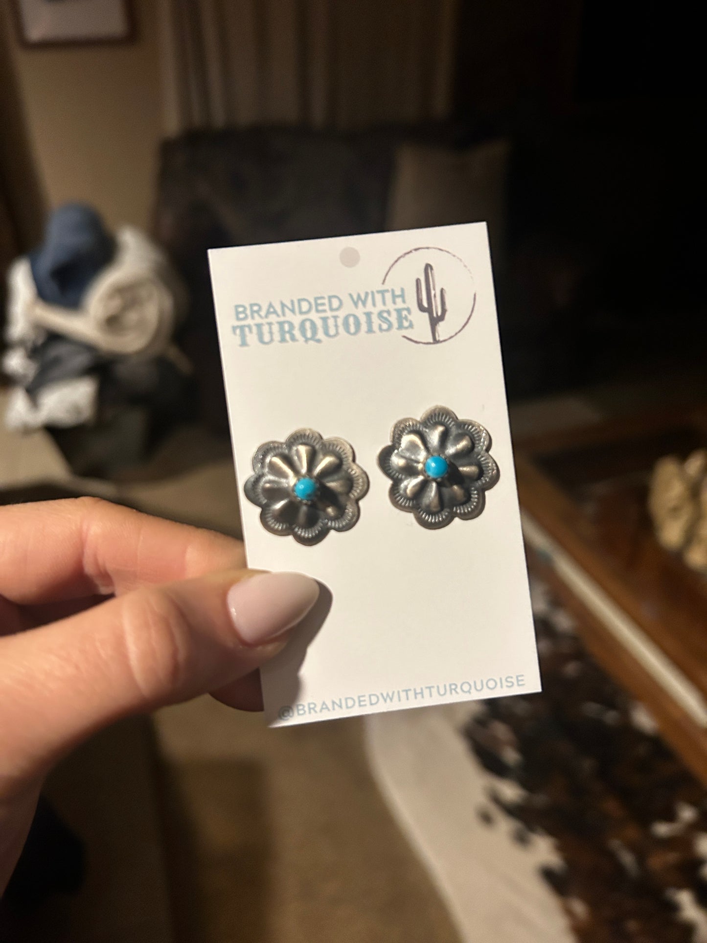 NA made concho Silver Studs Earrings