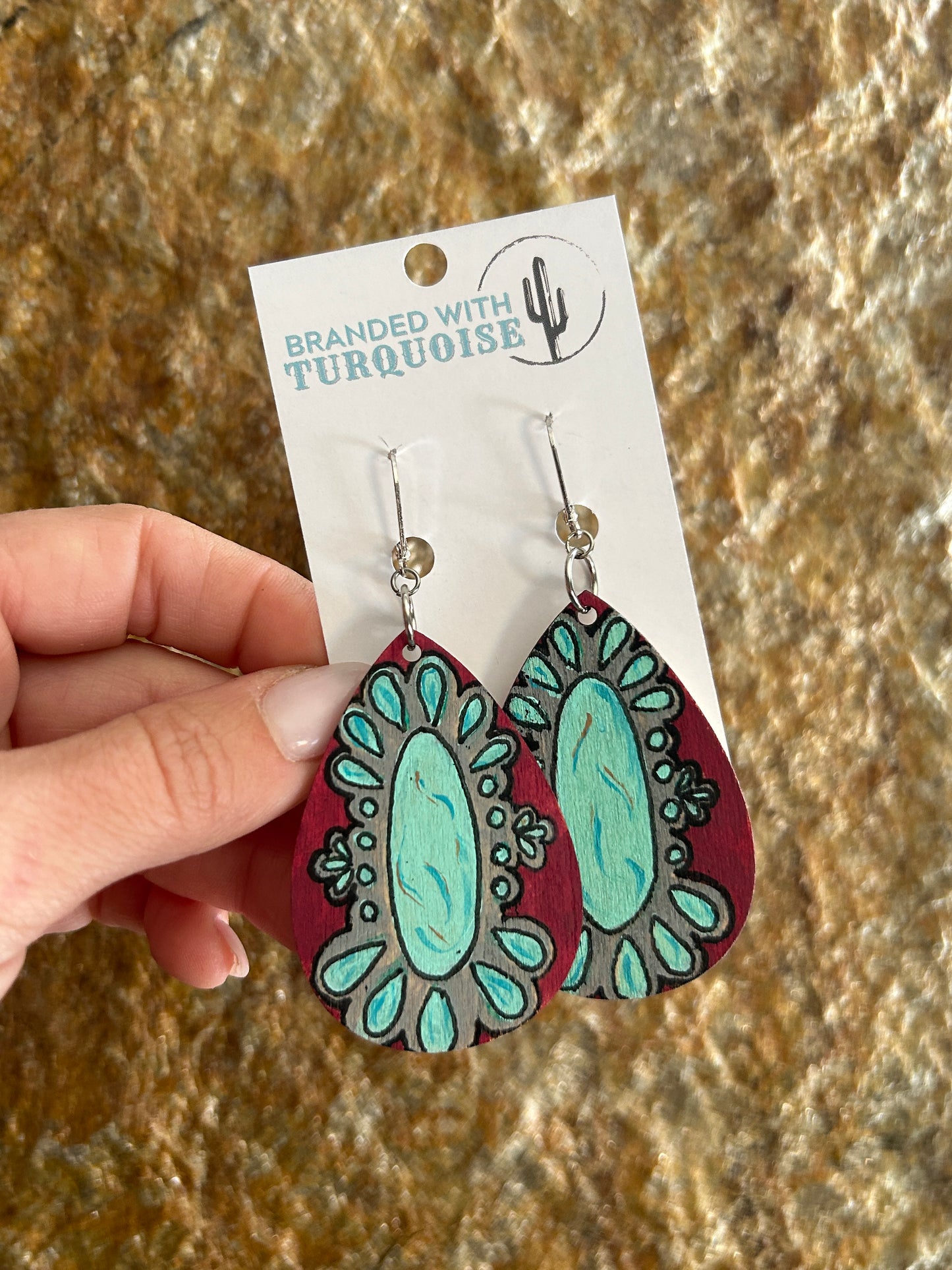 Hand-painted Wooden Earrings