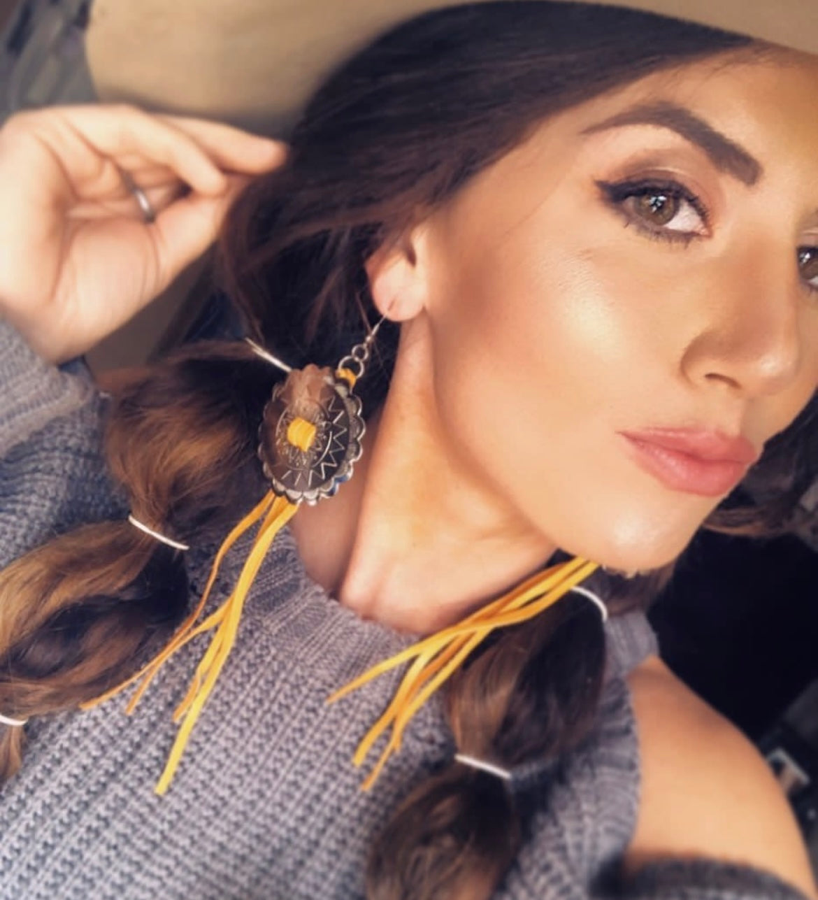 The "Gypsy" Earrings in mustard/Silver