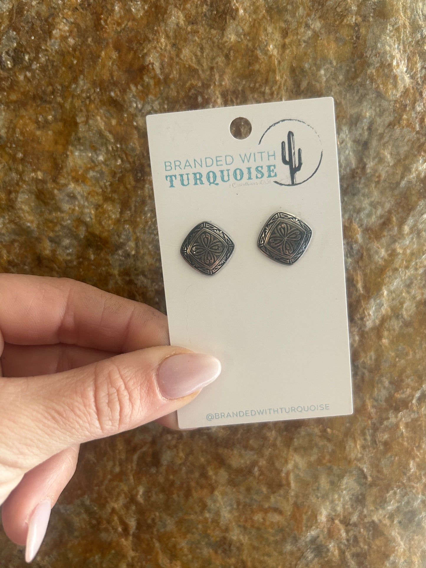 Hand Engraved Silver Studs Earrings