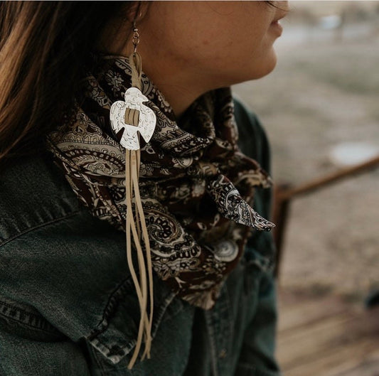 The "Thunderbird" Earrings in tan